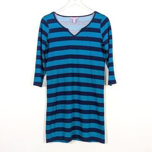 Lilly Pulitzer Green and Navy Blue Striped Dress Women's XS
